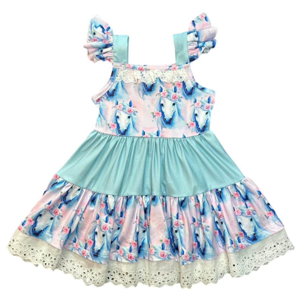 Shea Baby Dreamy Horse Ruffle Dress