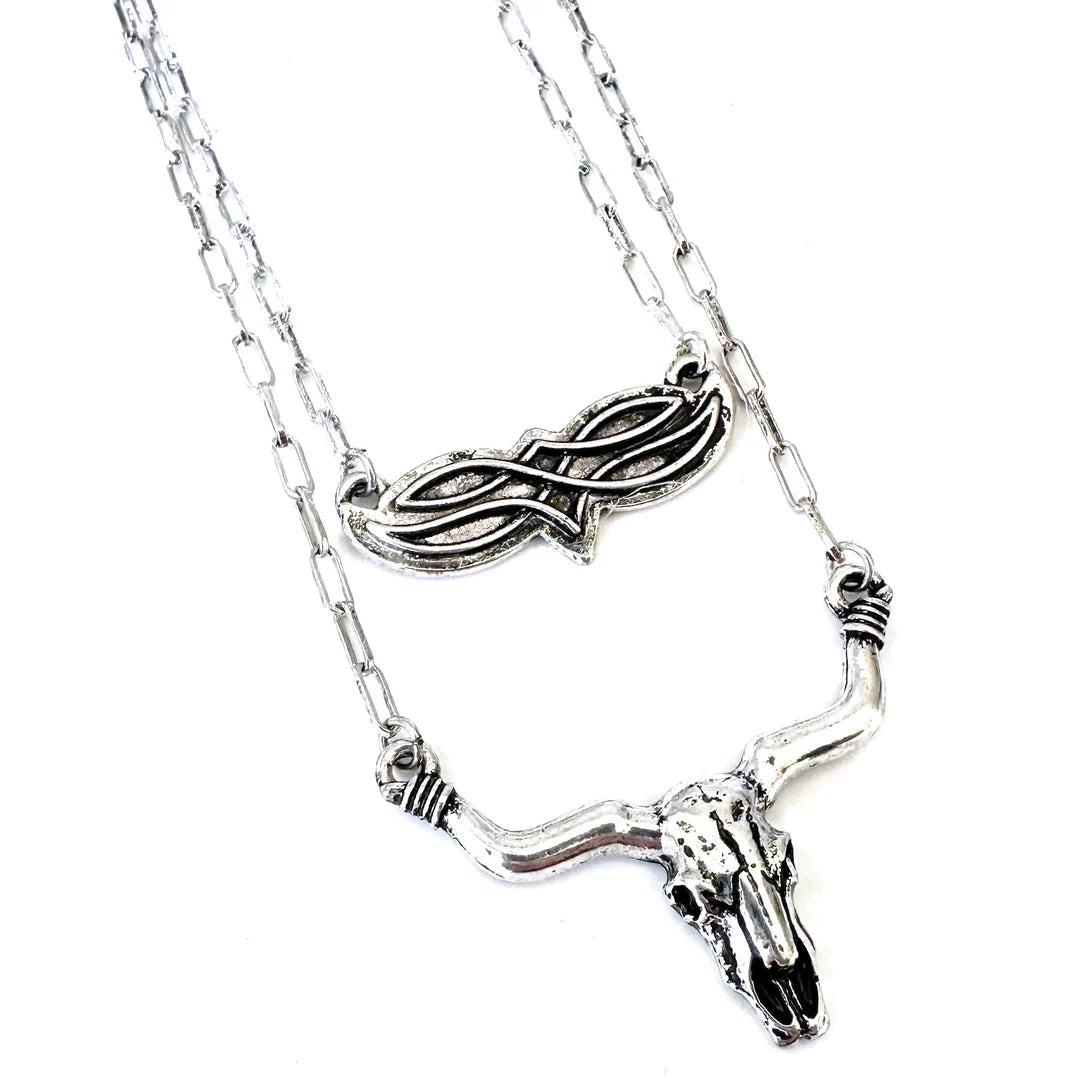 Wyo Horse Women's Layered Stitch N Steer Necklace