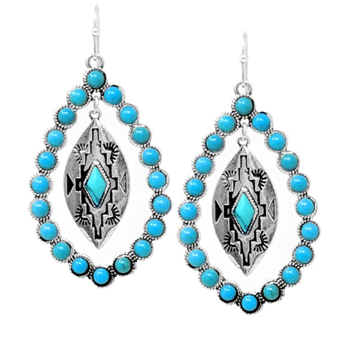 Wyo Horse Women's Inlayed Southwestern Petal Earrings