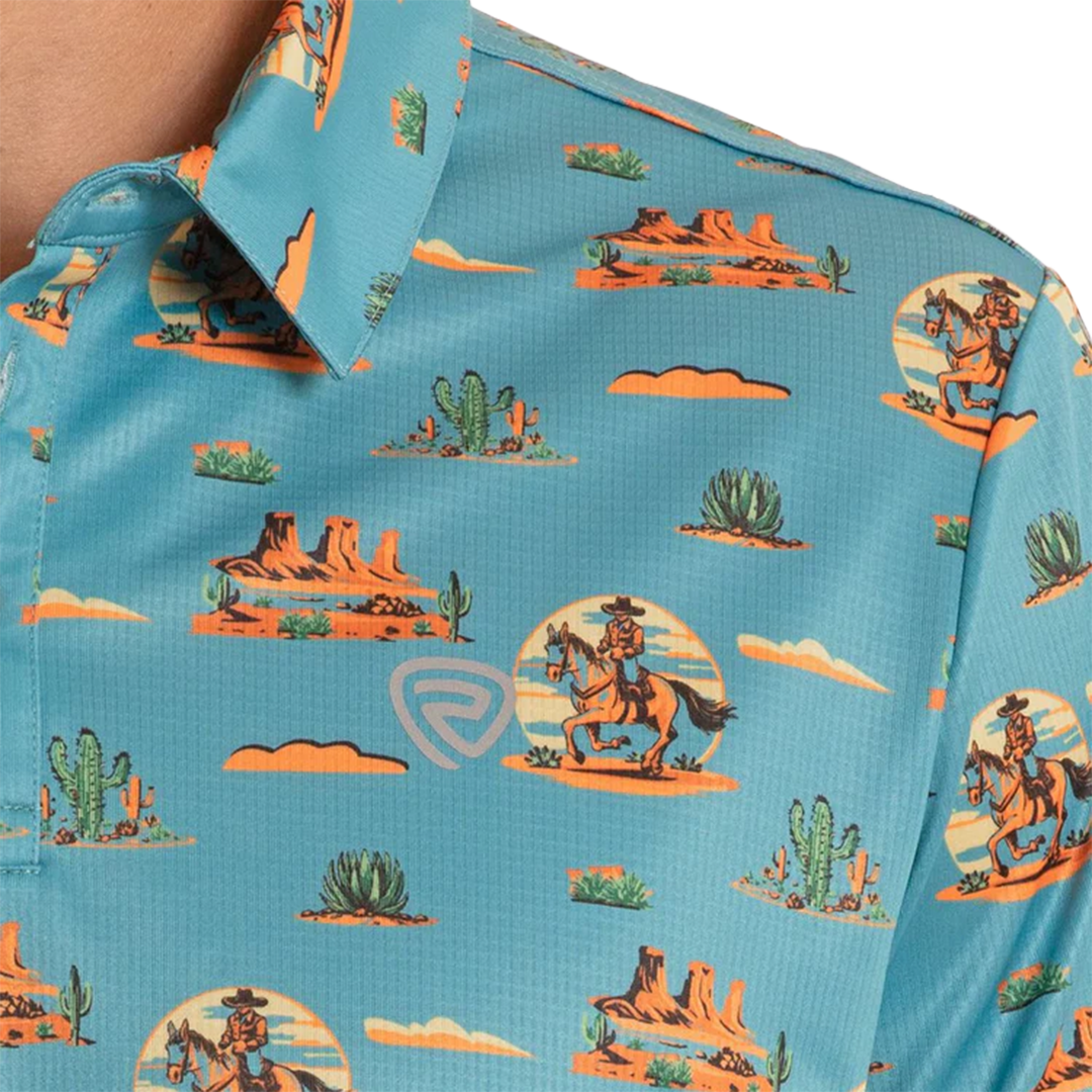 Rock & Roll Denim Men's Dale Brisby Western Desert Print Polo