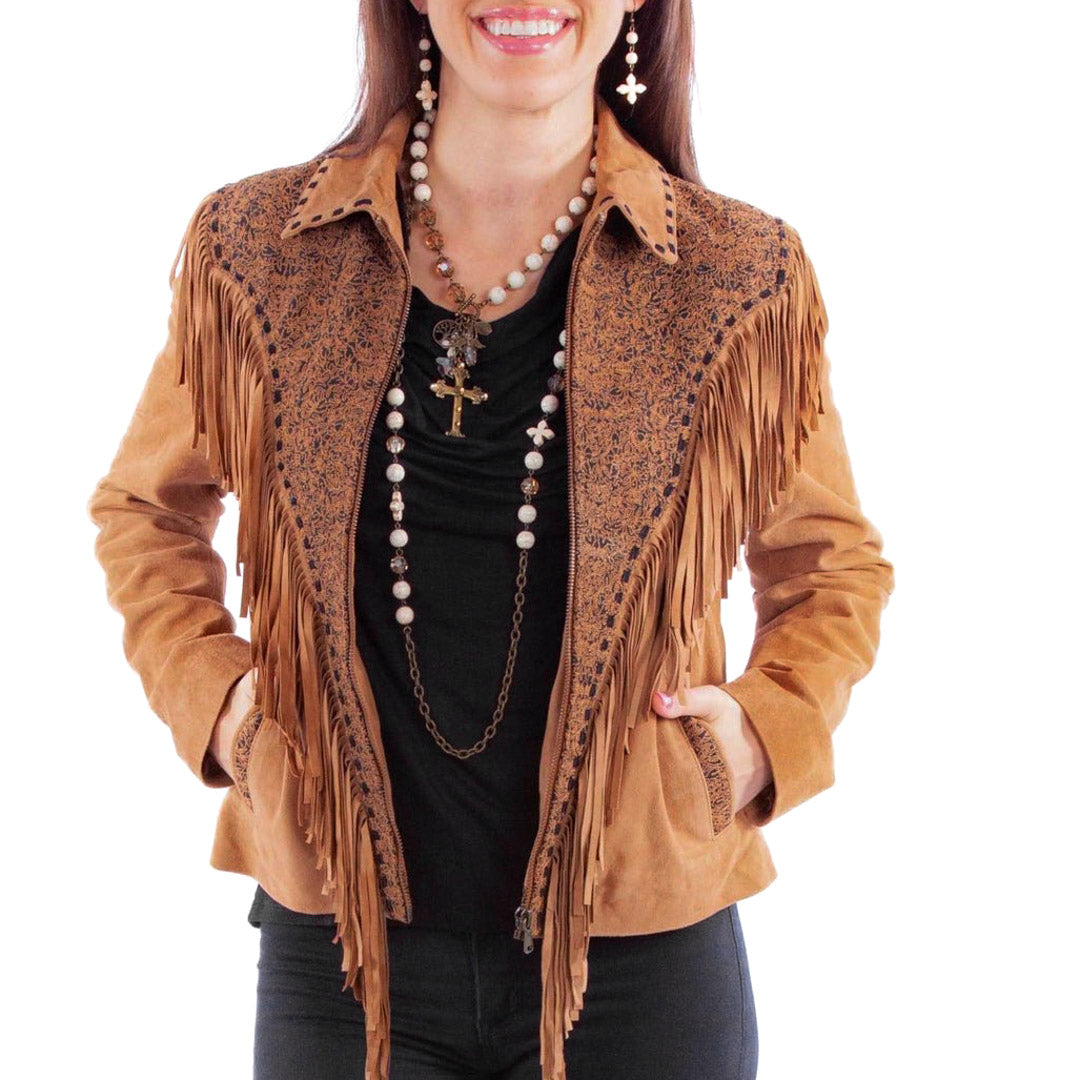 Scully Women's Tan Fringe Suede Jacket