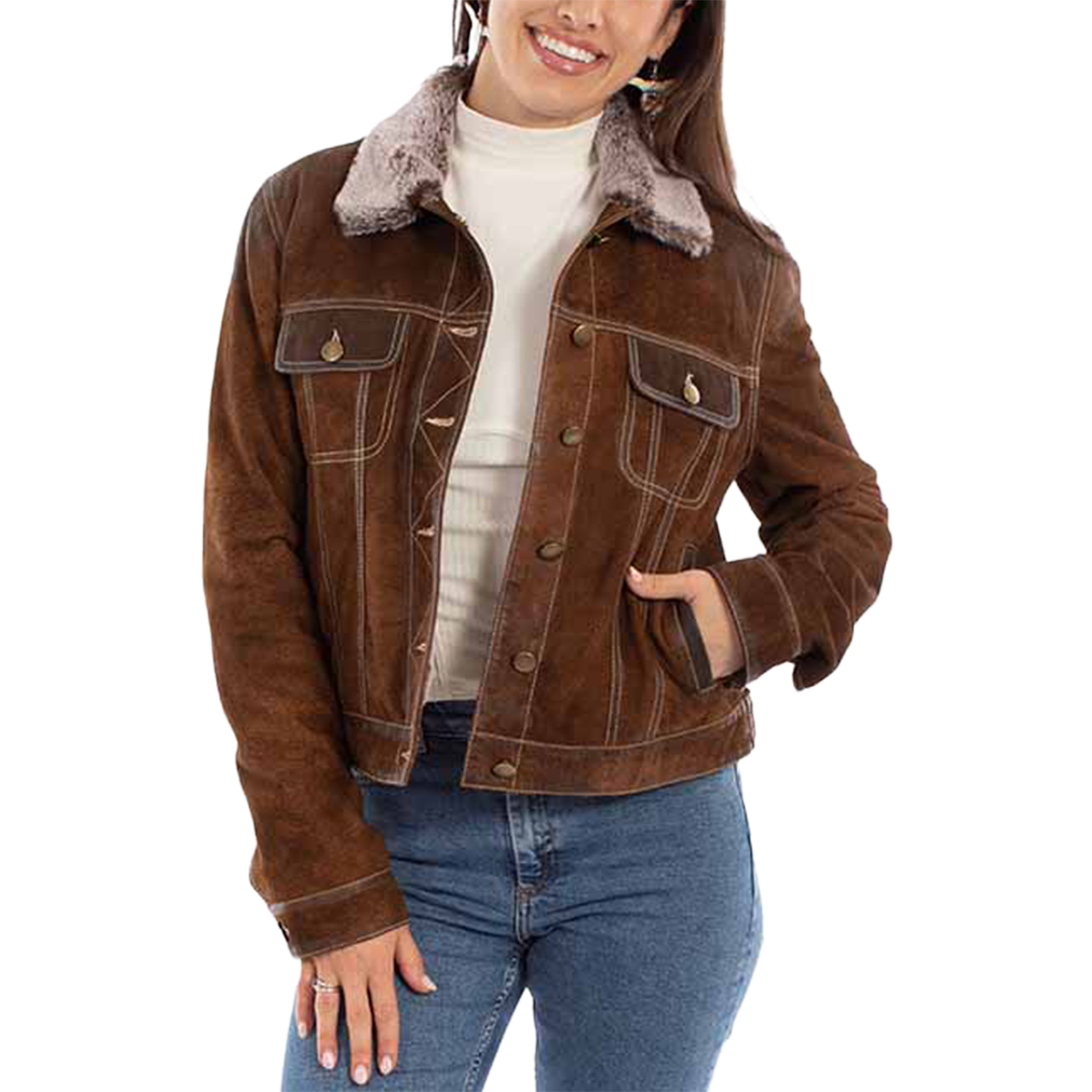 Veste Scully pour femme en jean à col imitation