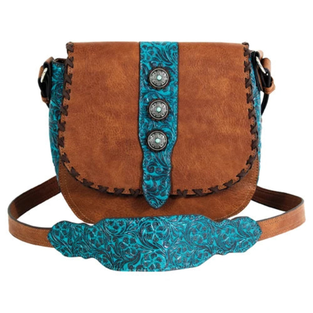 Catchfly Women's Floral Emboss Saddle Bag