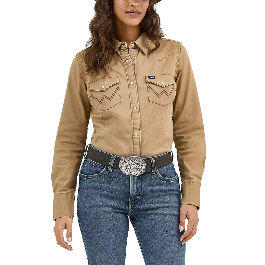 Wrangler Women's Western Long Sleeve Snap Work Shirt
