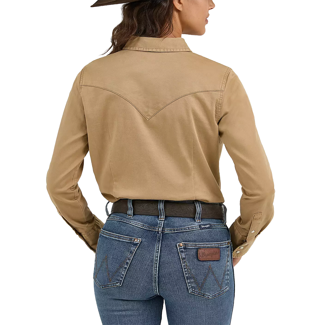Wrangler Women's Western Long Sleeve Snap Work Shirt