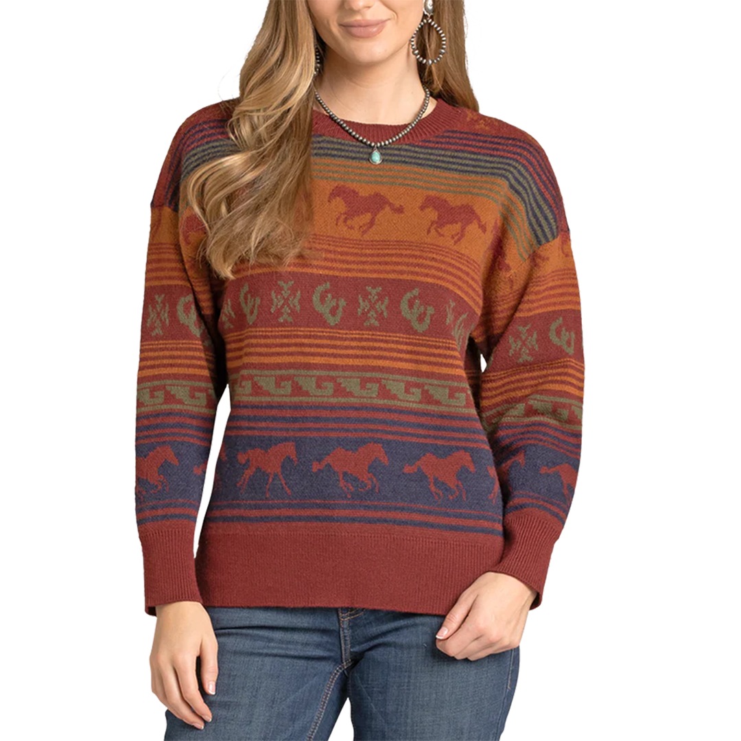 Panhandle Women's Oversized Horse Serape Sweater