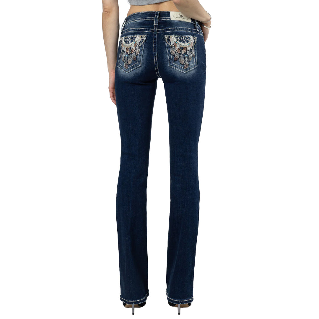 Miss Me Women's Hazel Feathers Boot Cut Jeans