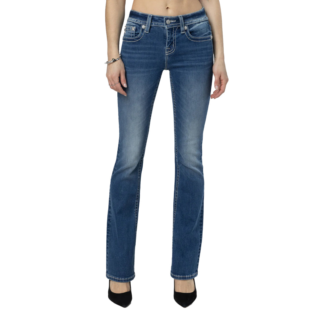 Miss Me Women's Silver Western Charm Boot Cut Jeans