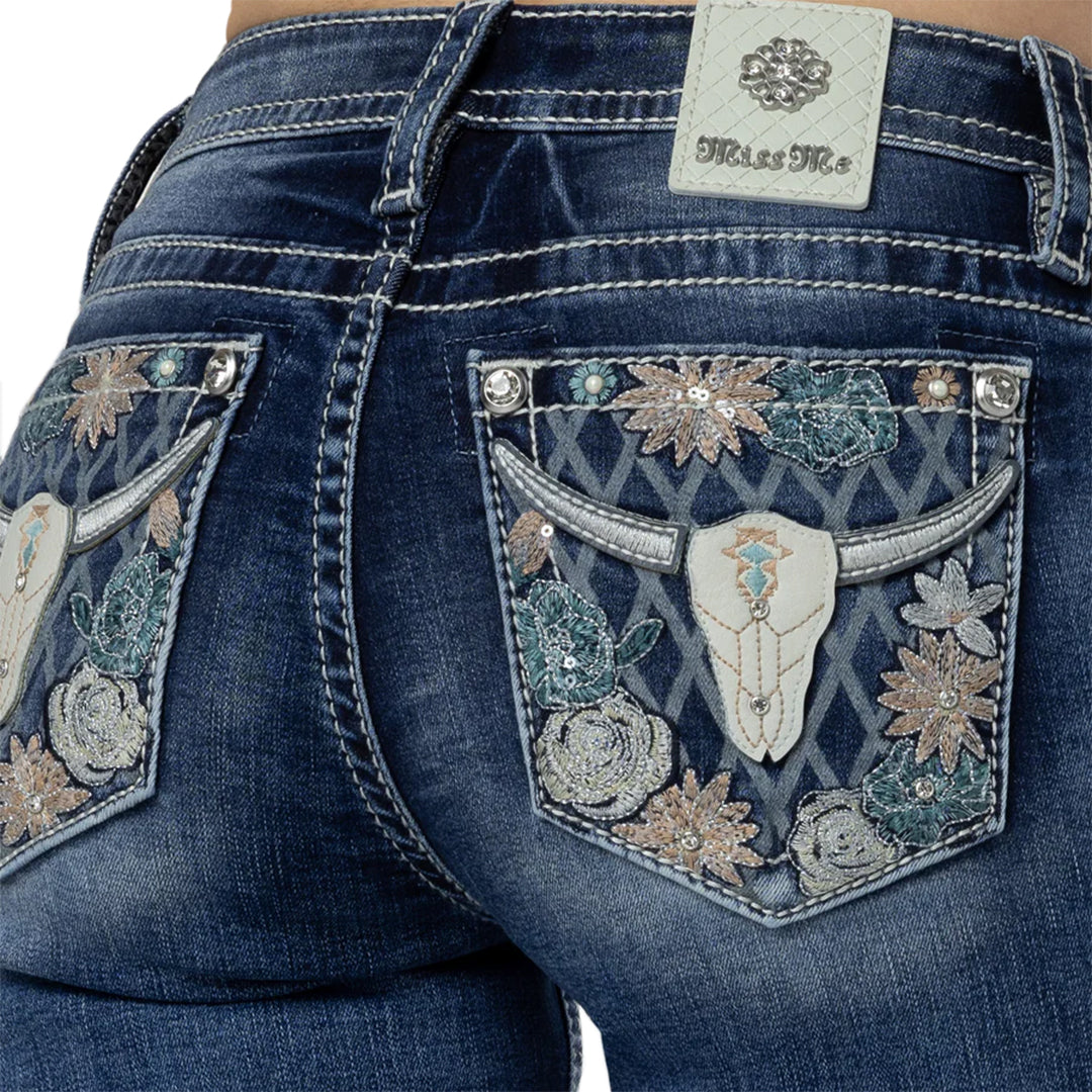 Miss Me Woman's Western Bloom Boot Cut Jeans