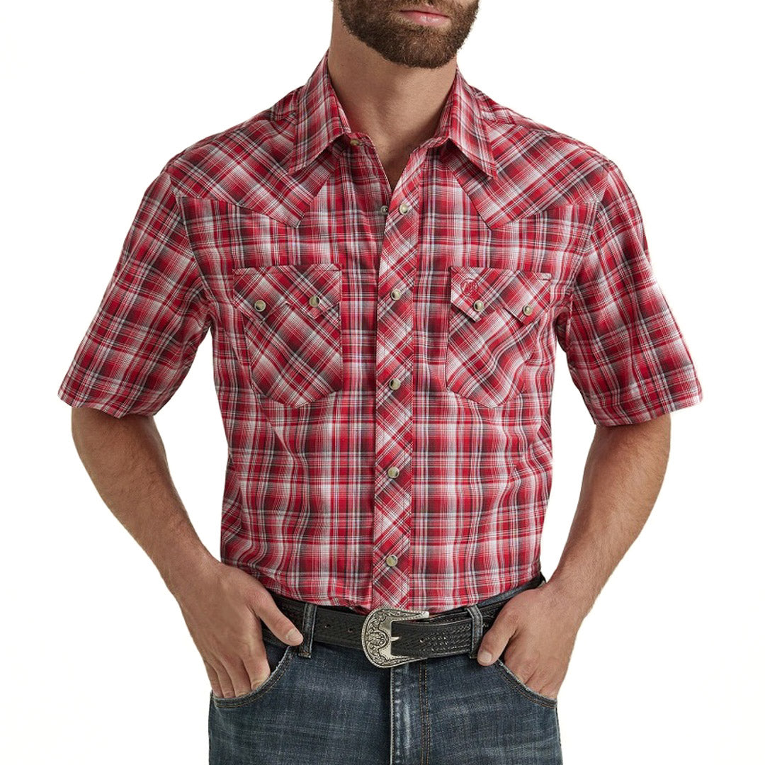 Wrangler Men's Retro Short Sleeve  Plaid Snap Shirt