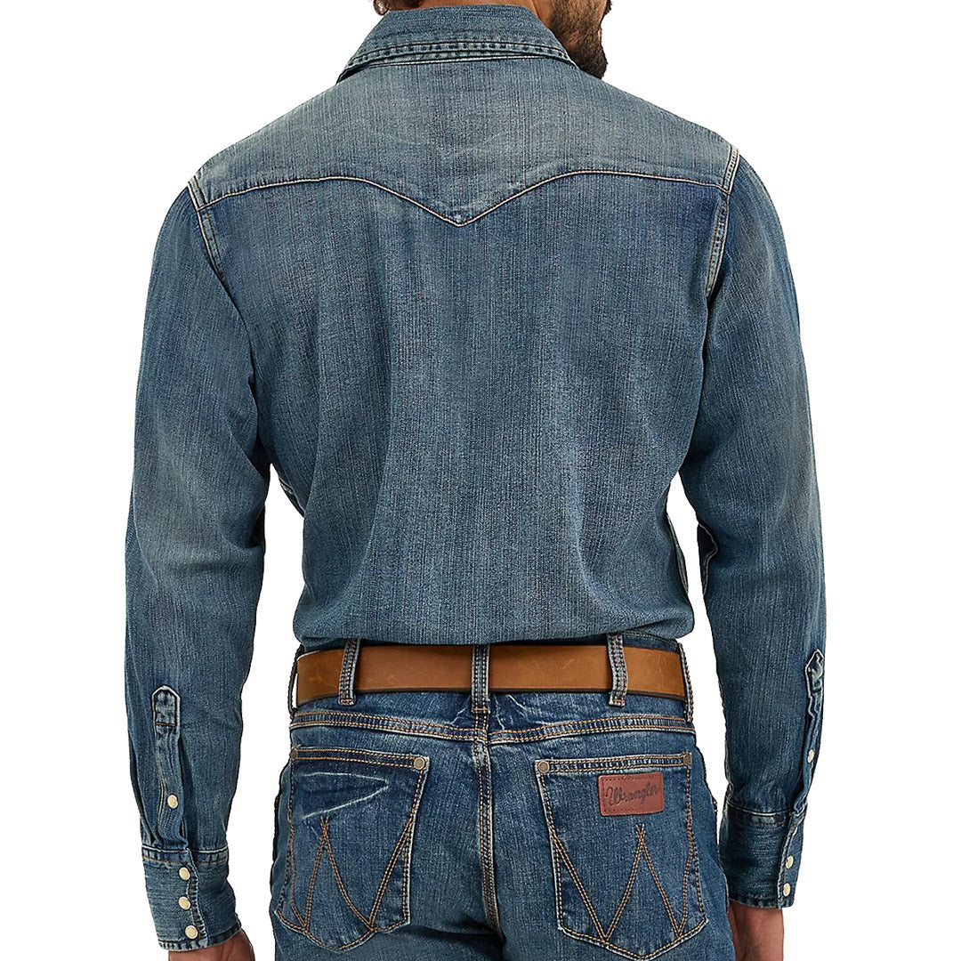 Wrangler Men's Denim Western Long Sleeve Work Shirt