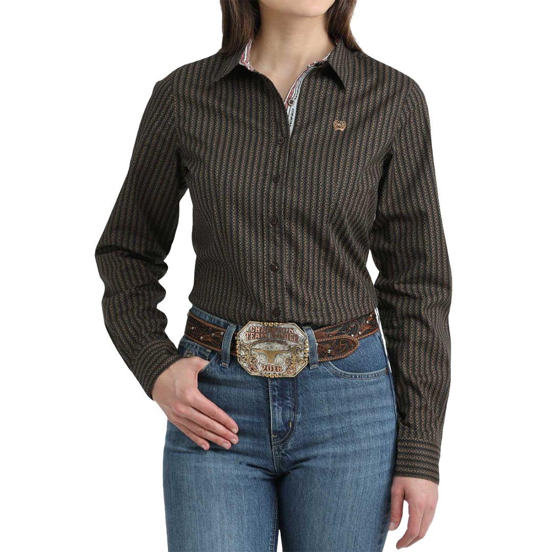 Cinch Women's Striped Print Button-Down Western Shirt