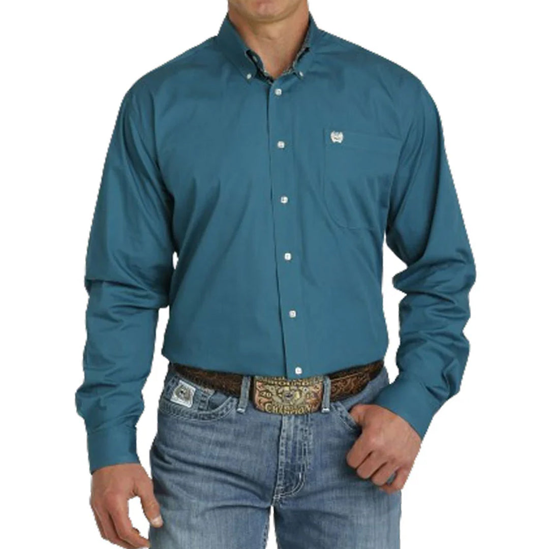Cinch Men's Solid Print Long Sleeve Button Shirt