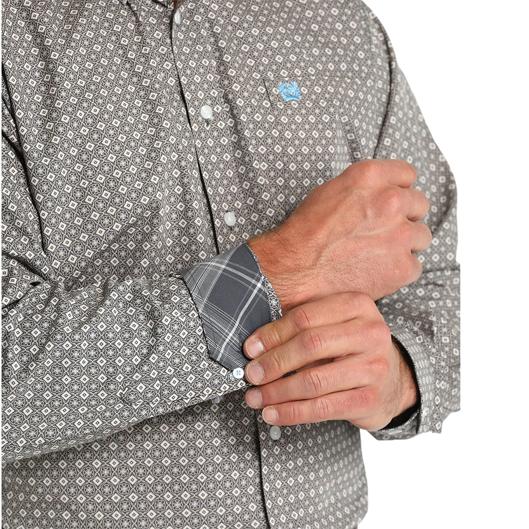 Cinch Men's Geometric Print Long Sleeve Button Down Shirt