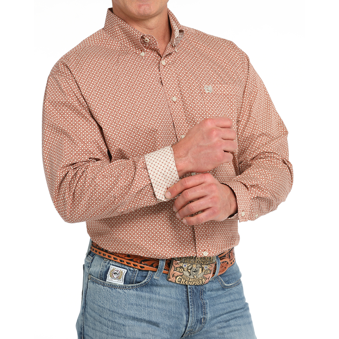 Cinch Men's Geometric Print Long Sleeve Button-Down Shirt