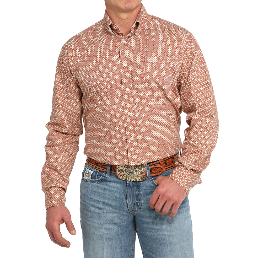 Cinch Men's Geometric Print Long Sleeve Button-Down Shirt