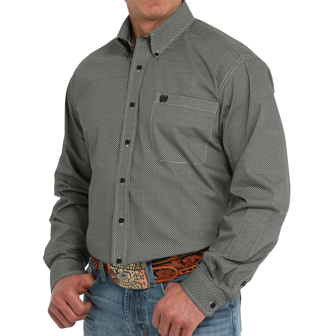 Cinch Men's Weave Geometric Print Long Sleeve Button-Down Shirt