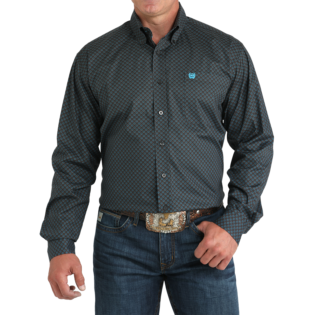 Cinch Men's Geometric Print Long Sleeve Button-Down Shirt
