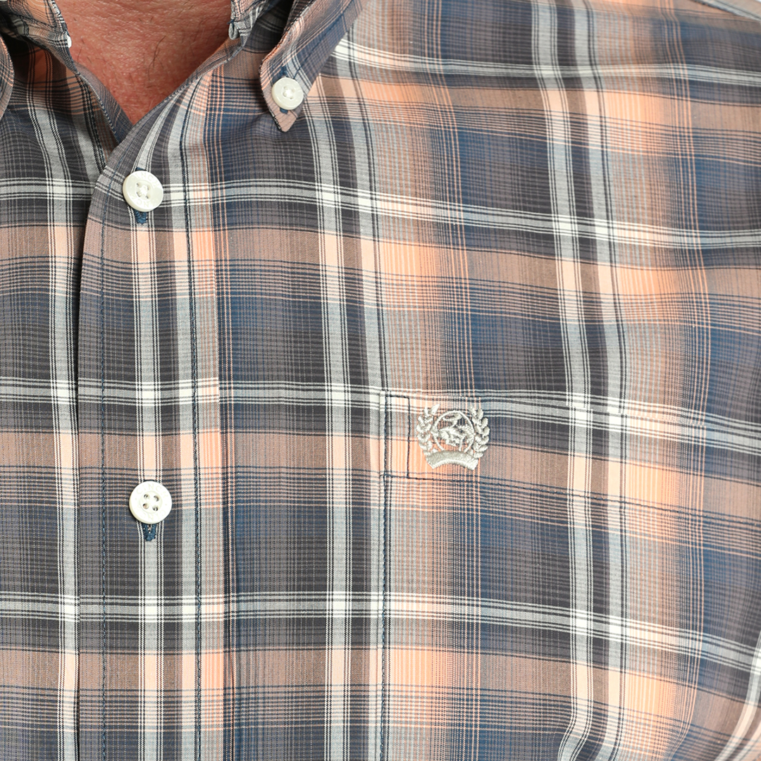 Cinch Men's Plaid Print Long Sleeve Button-Down Shirt