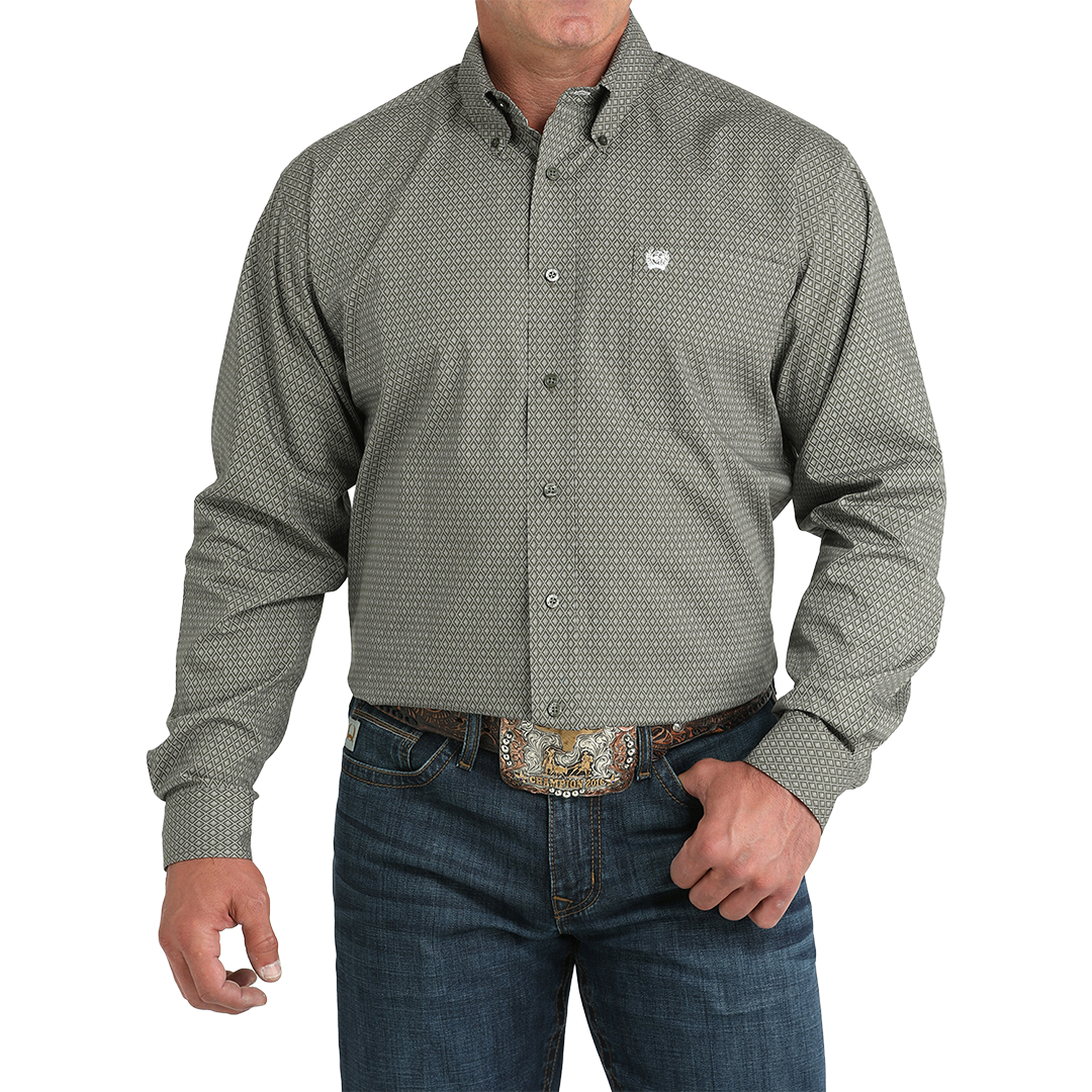 Chemise boutonnée à manches longues et imprimé géométrique Cinch pour homme