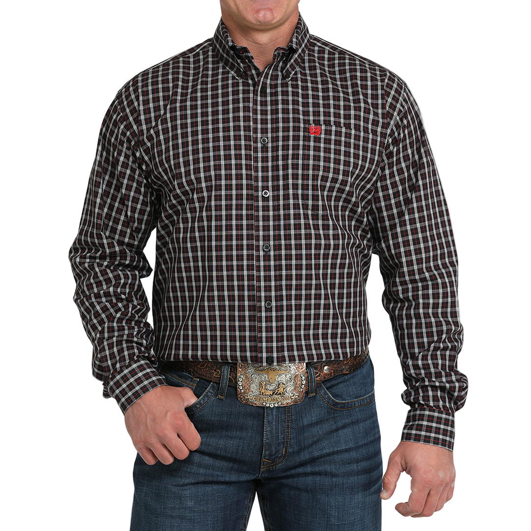 Cinch Men's Plaid Long Sleeve Button-Down Shirt