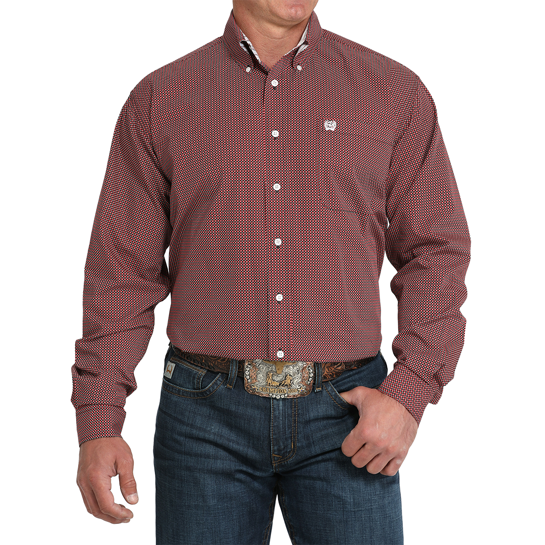 Cinch Men's Geometric Long Sleeve Button-Down Shirt
