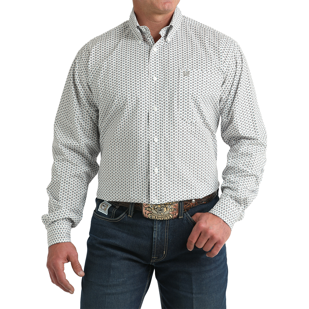 Cinch Men's Geometric Print Long Sleeve Button-Down Shirt