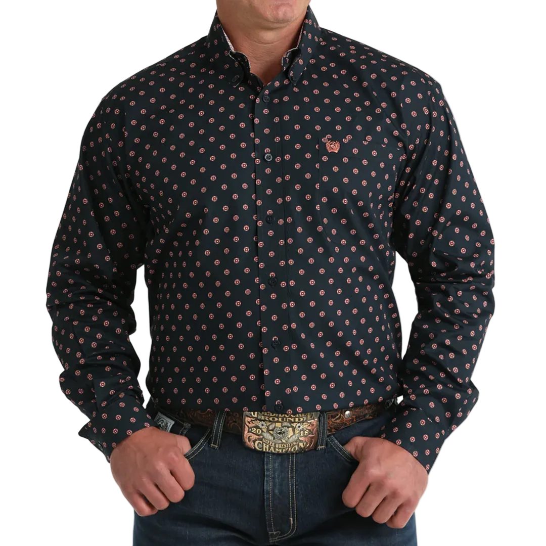 Chemise boutonnée à manches longues imprimée Cinch pour homme