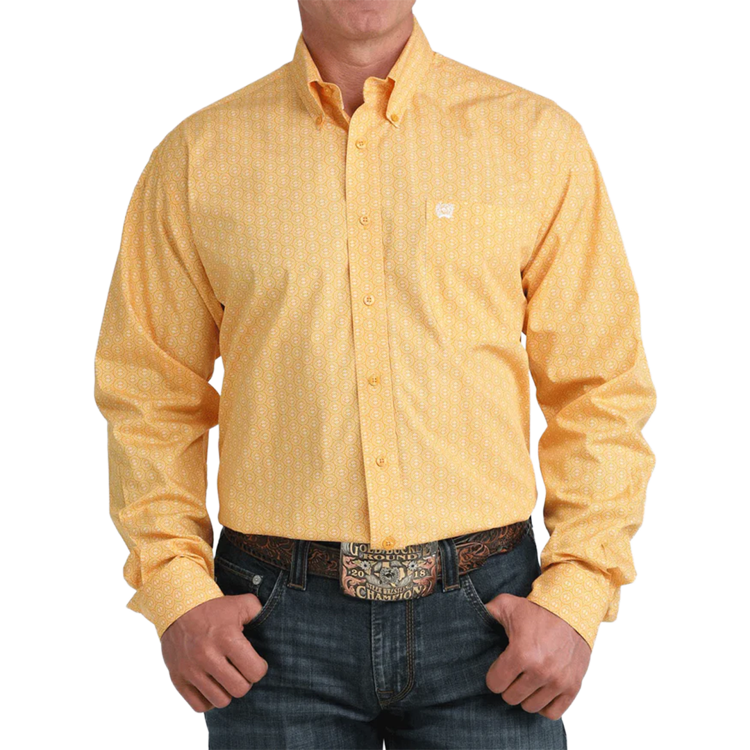 Chemise boutonnée à manches longues imprimé géométrique Cinch pour homme