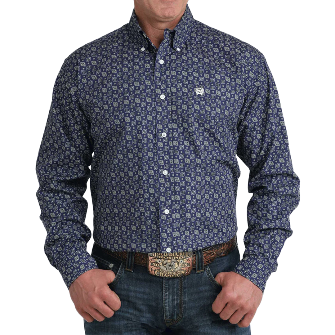 Chemise boutonnée à manches longues imprimé géométrique Cinch pour homme