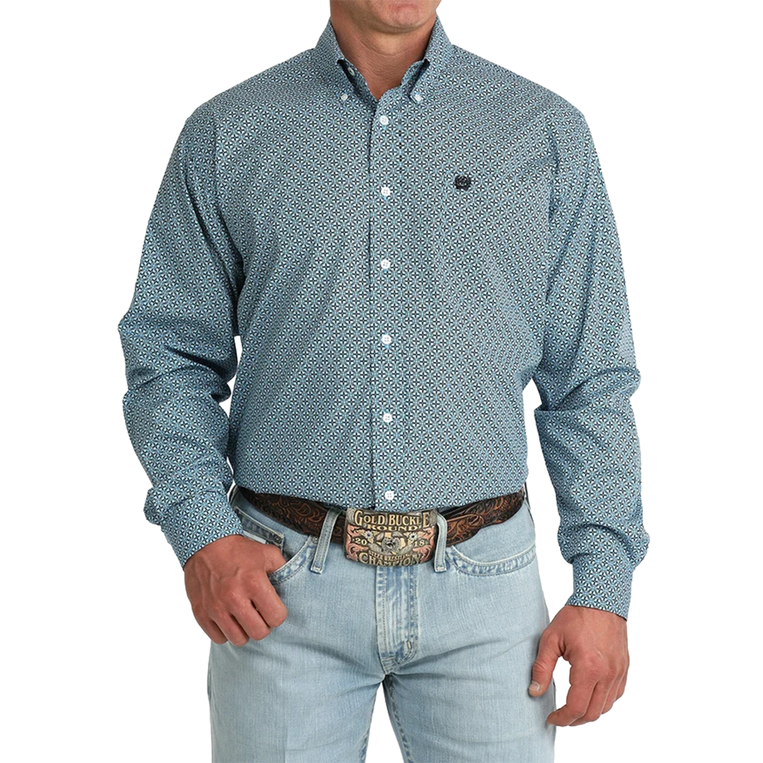 Cinch Men's Geometric Print Long Sleeve Button Shirt