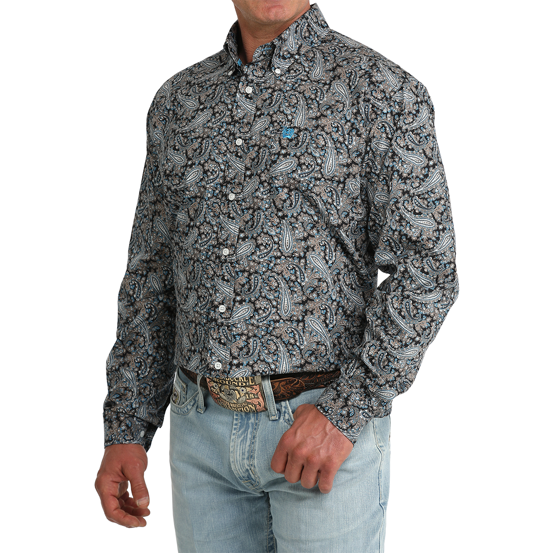 Chemise boutonnée à manches longues imprimé géométrique Cinch pour homme