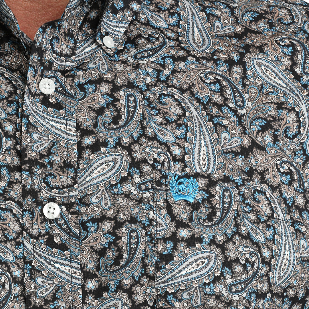 Chemise boutonnée à manches longues imprimé géométrique Cinch pour homme