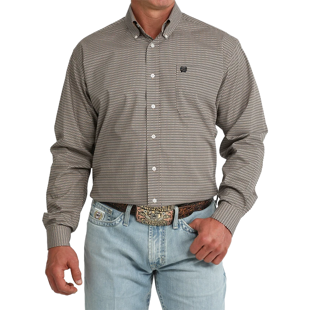 Chemise boutonnée à manches longues imprimé géométrique Cinch pour homme
