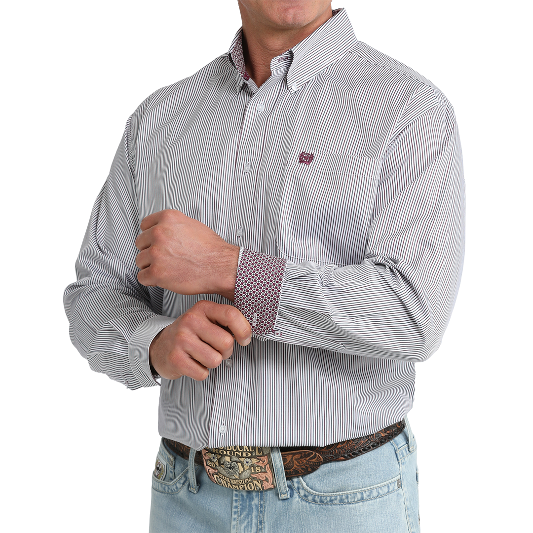 Chemise boutonnée à manches longues imprimé géométrique Cinch pour homme