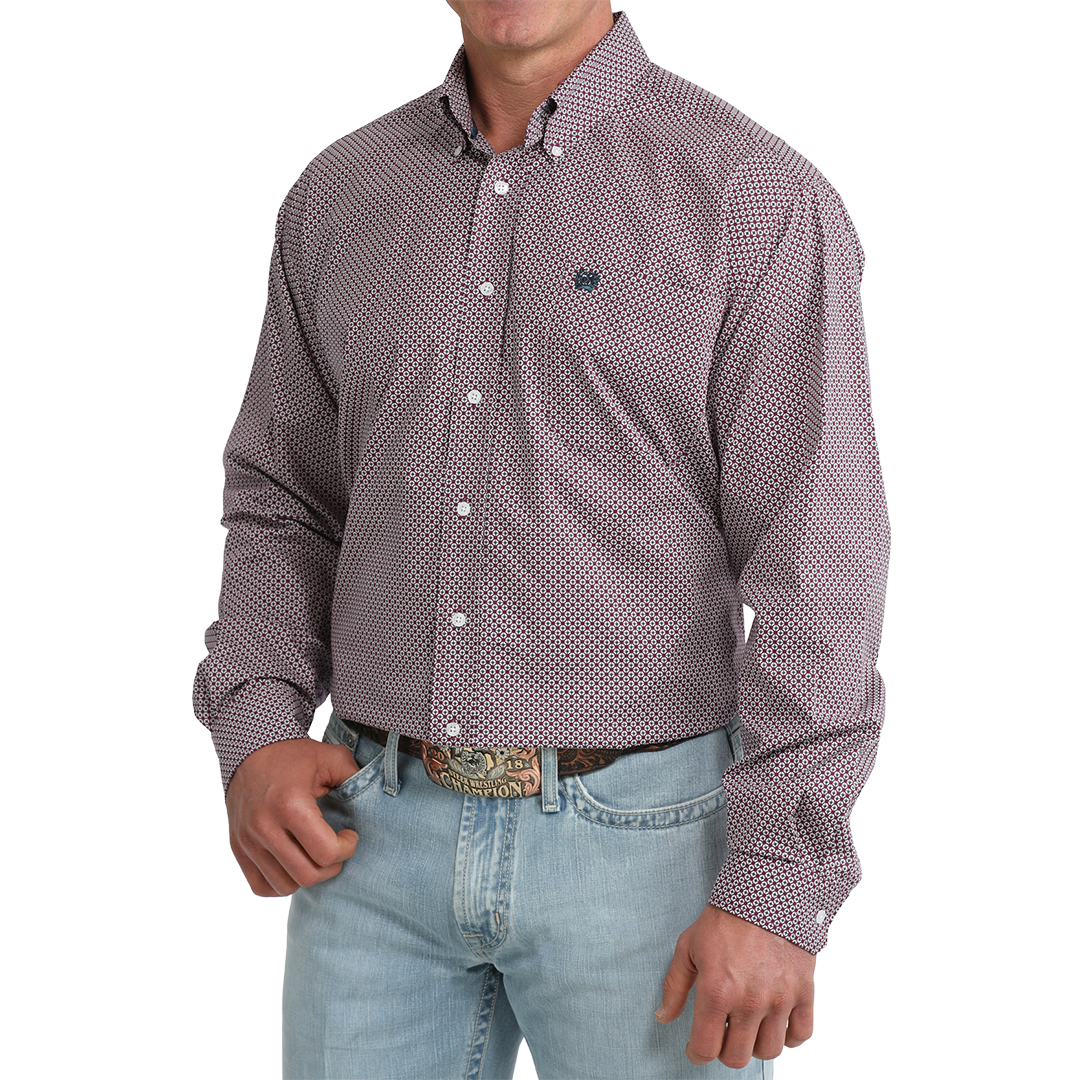 Chemise boutonnée à manches longues imprimé géométrique Cinch pour homme