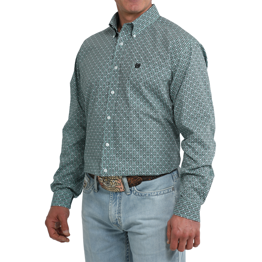 Chemise boutonnée à manches longues imprimé géométrique Cinch pour homme