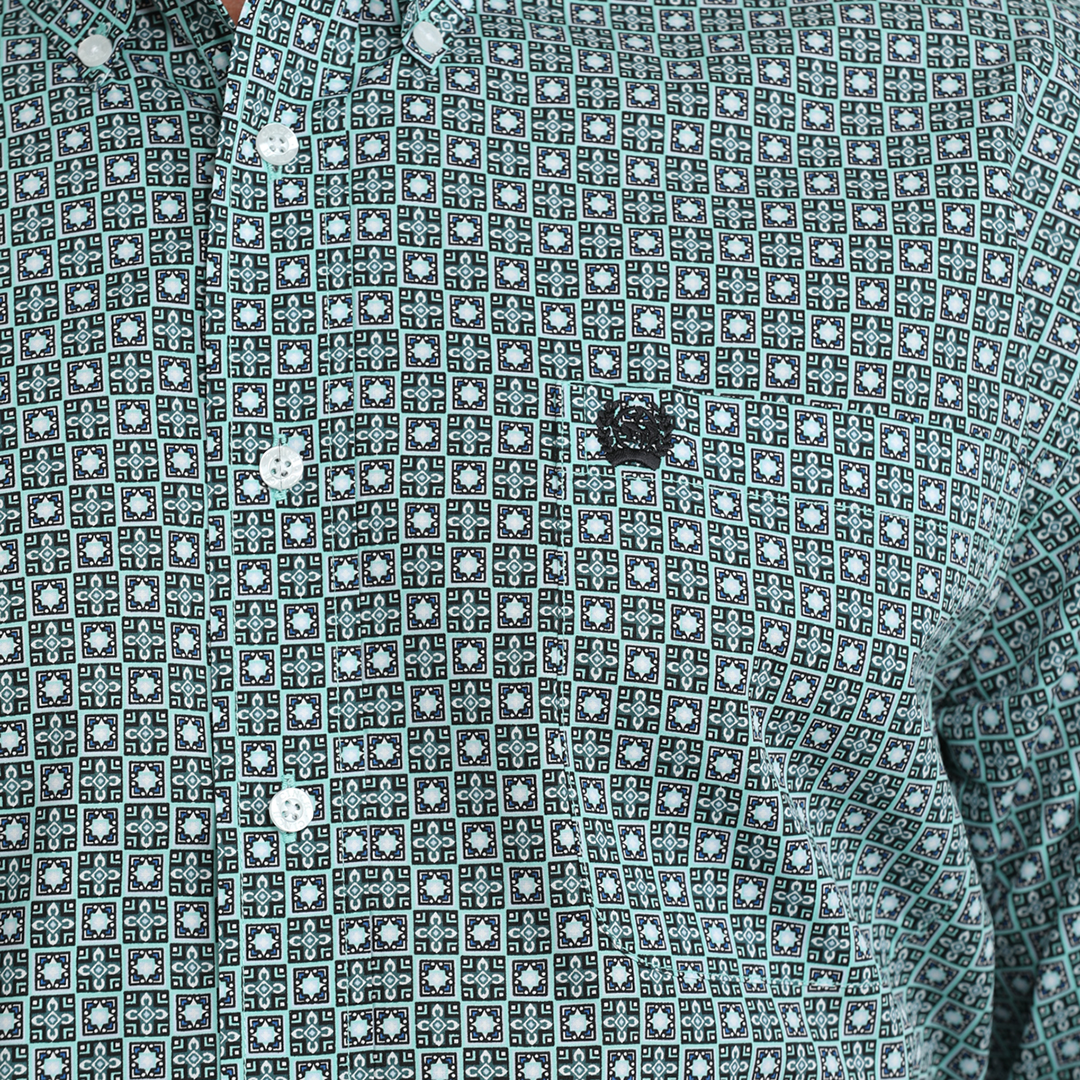 Chemise boutonnée à manches longues imprimé géométrique Cinch pour homme