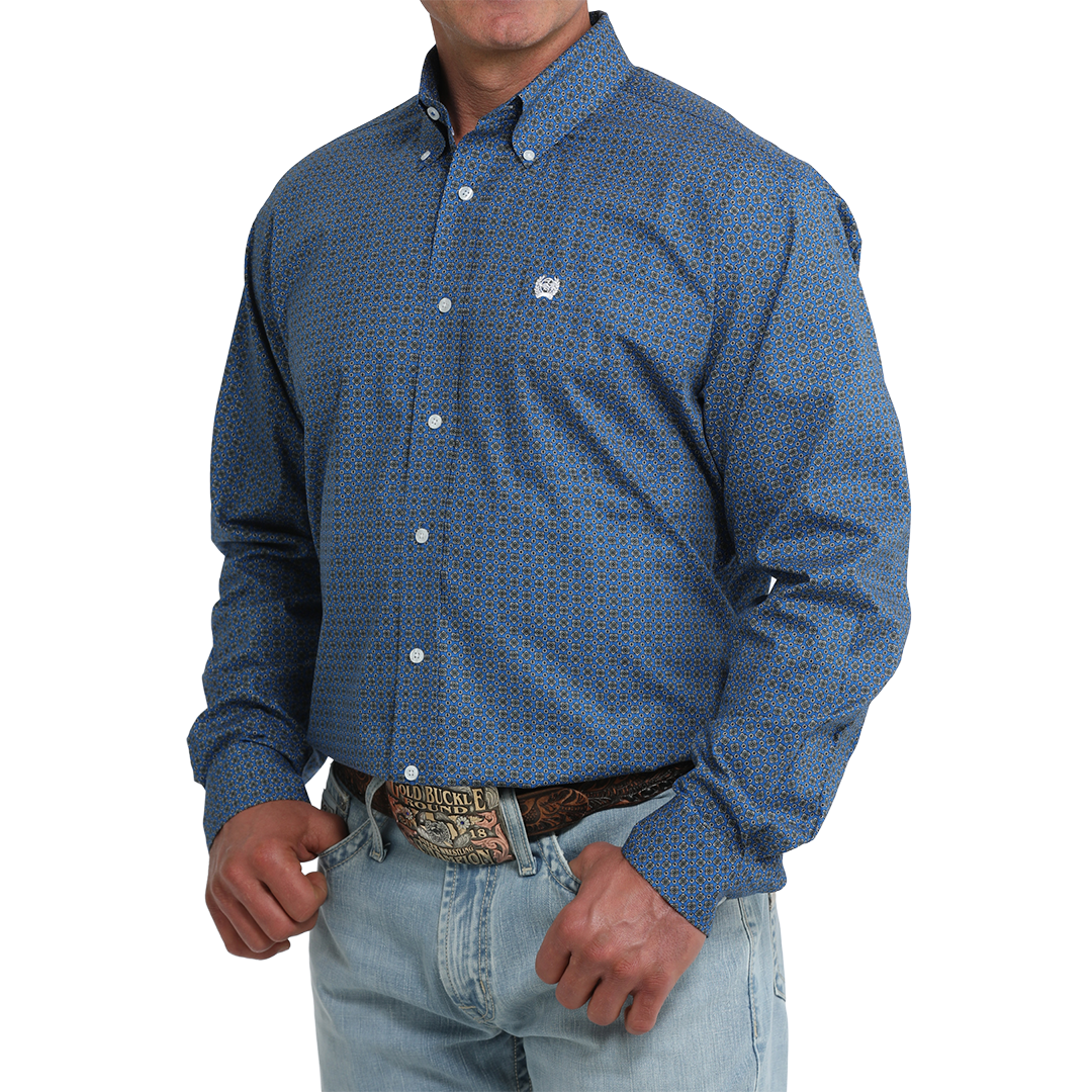Cinch Men's Geometric Print Long Sleeve Button Shirt