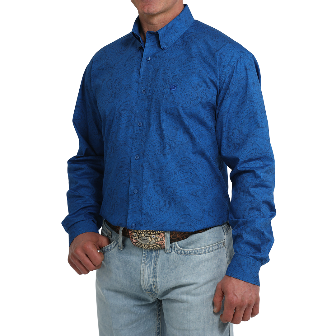 Cinch Men's Paisley Print Long Sleeve Button Shirt