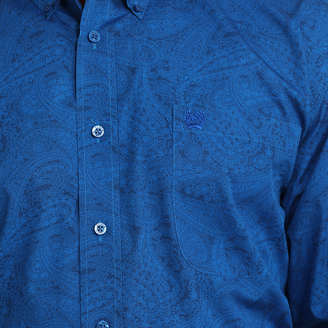 Cinch Men's Paisley Print Long Sleeve Button Shirt