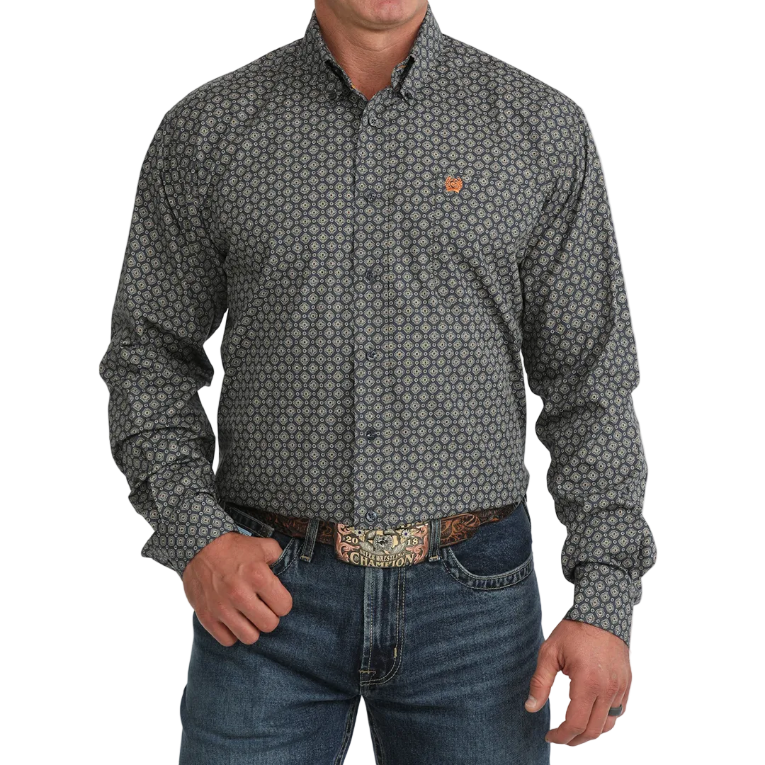 Cinch Men's Medallion Print Long Sleeve Button Shirt