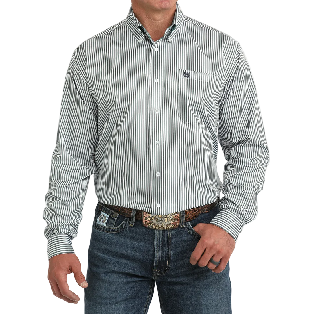 Cinch Men's Stripe Print Long Sleeve Button Shirt