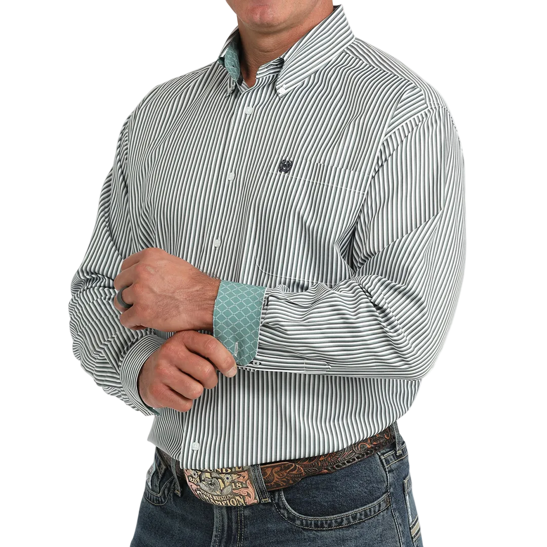 Cinch Men's Stripe Print Long Sleeve Button Shirt
