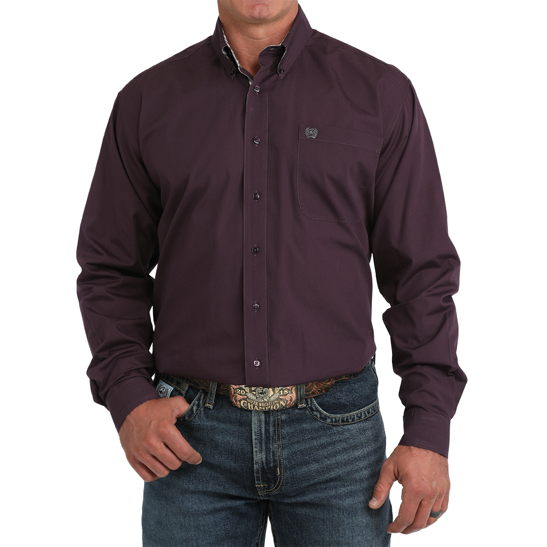 Chemise à manches longues boutonnée unie Cinch pour hommes