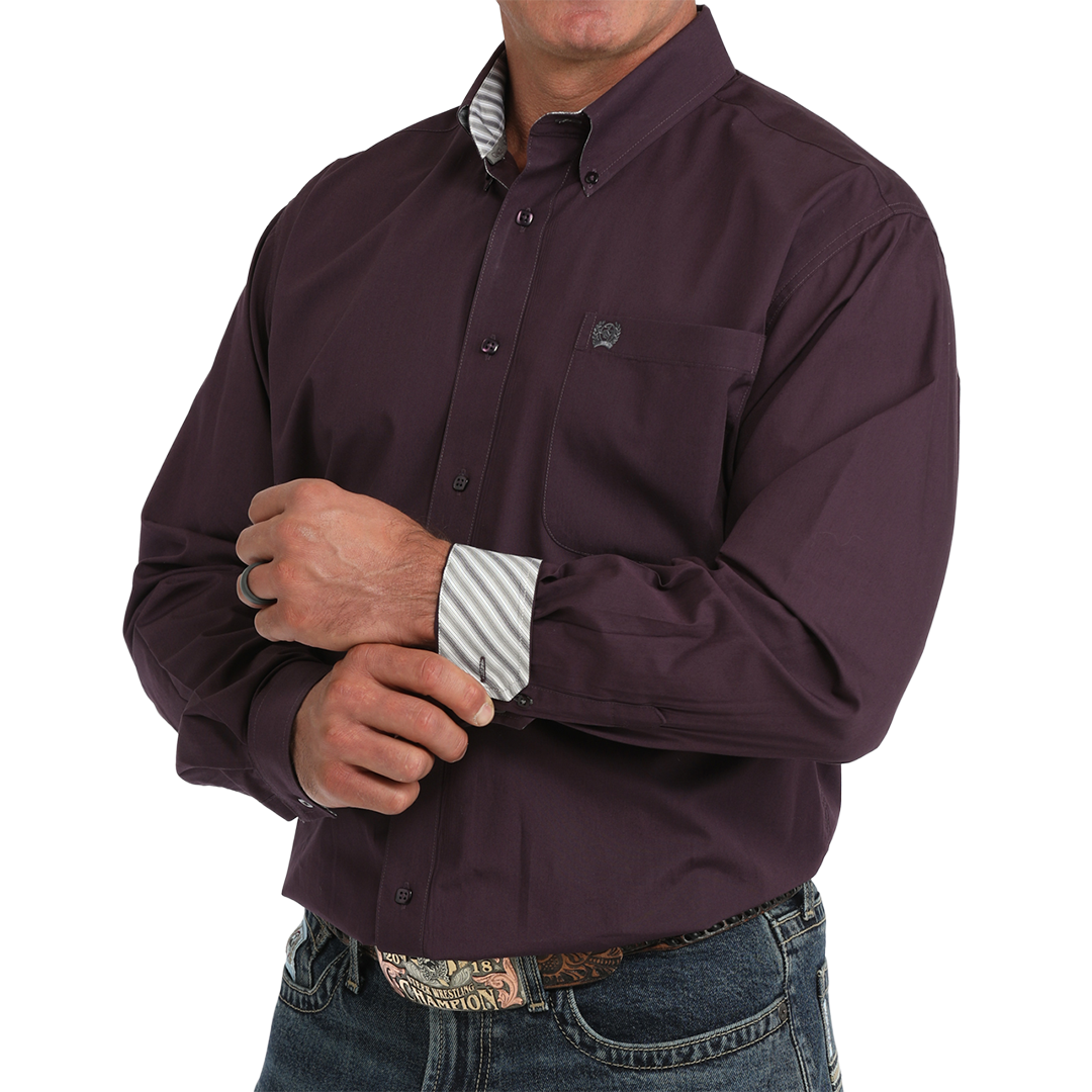 Chemise à manches longues boutonnée unie Cinch pour hommes