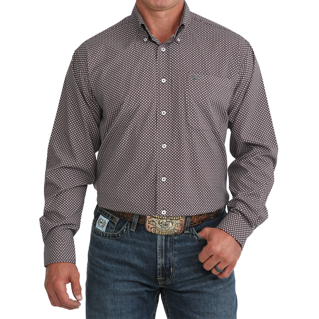 Chemise boutonnée à manches longues et imprimé géométrique Cinch pour homme