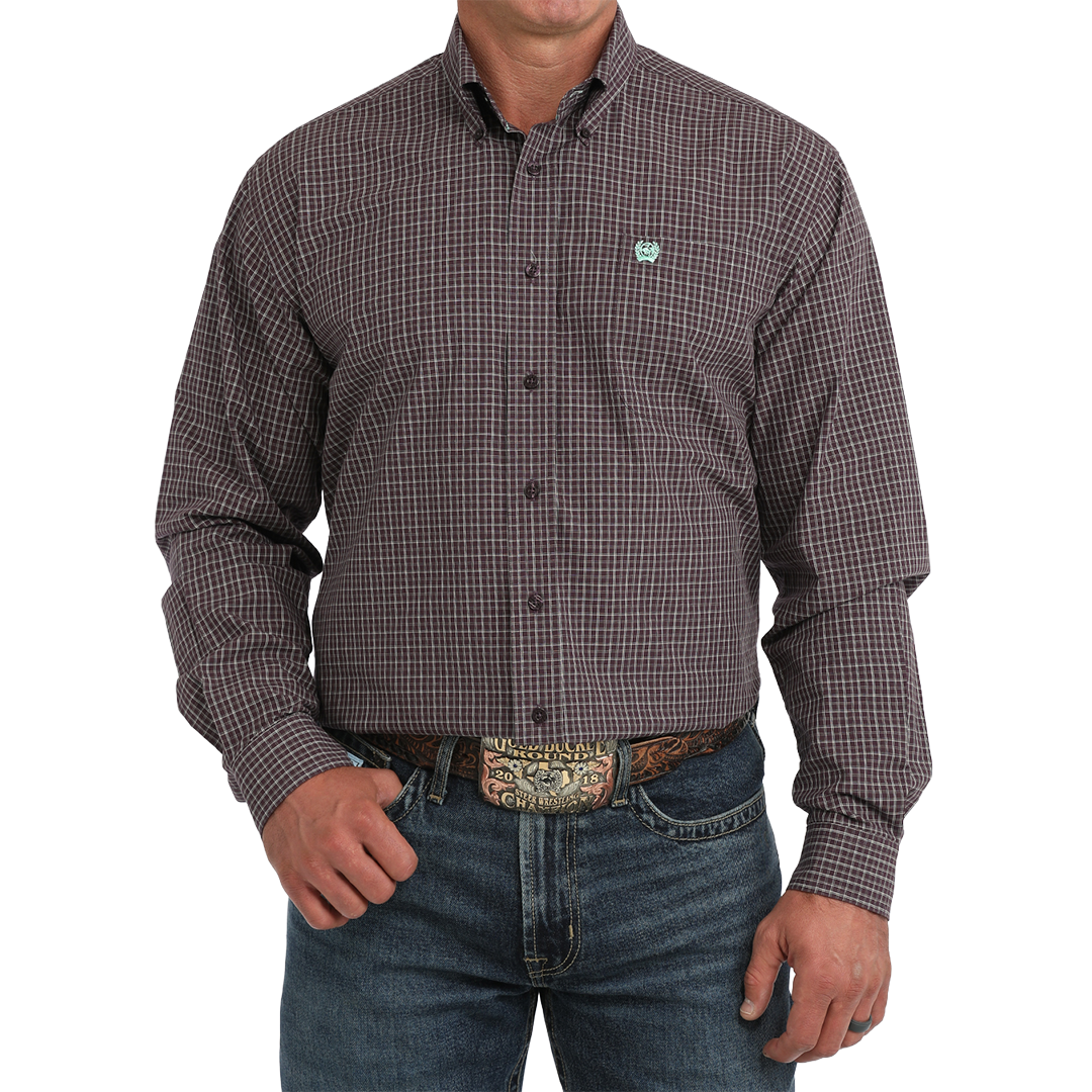 Chemise boutonnée à manches longues à carreaux Cinch pour homme