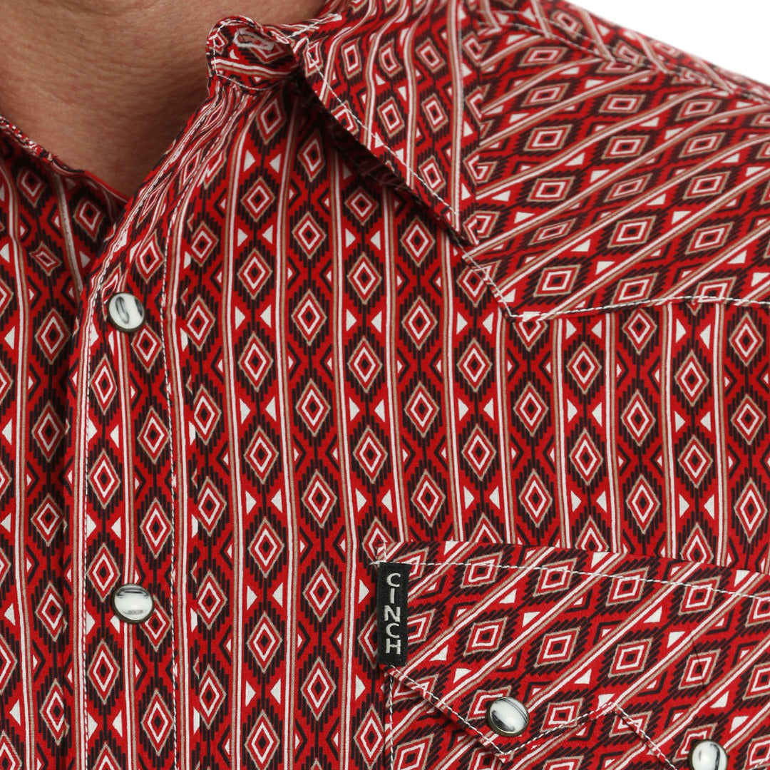 Cinch Men's Modern Fit Pattern Snap Shirt In Red