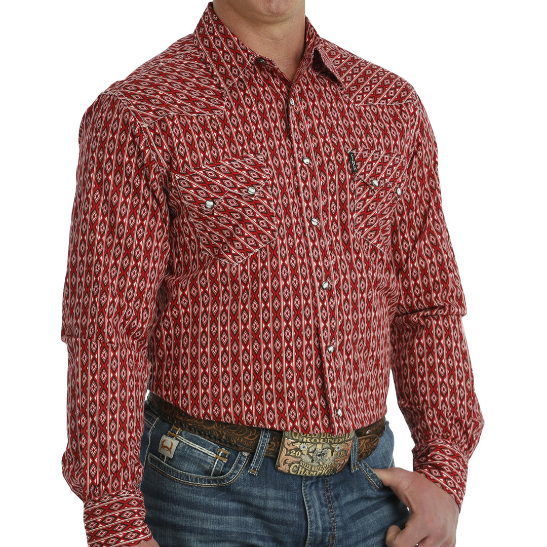 Cinch Men's Modern Fit Pattern Snap Shirt In Red